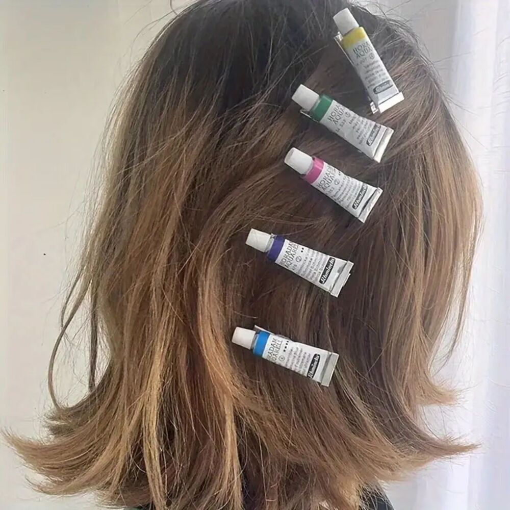 4pcs Back to School Art Artist Watercolor Paint Tube Hair Clips